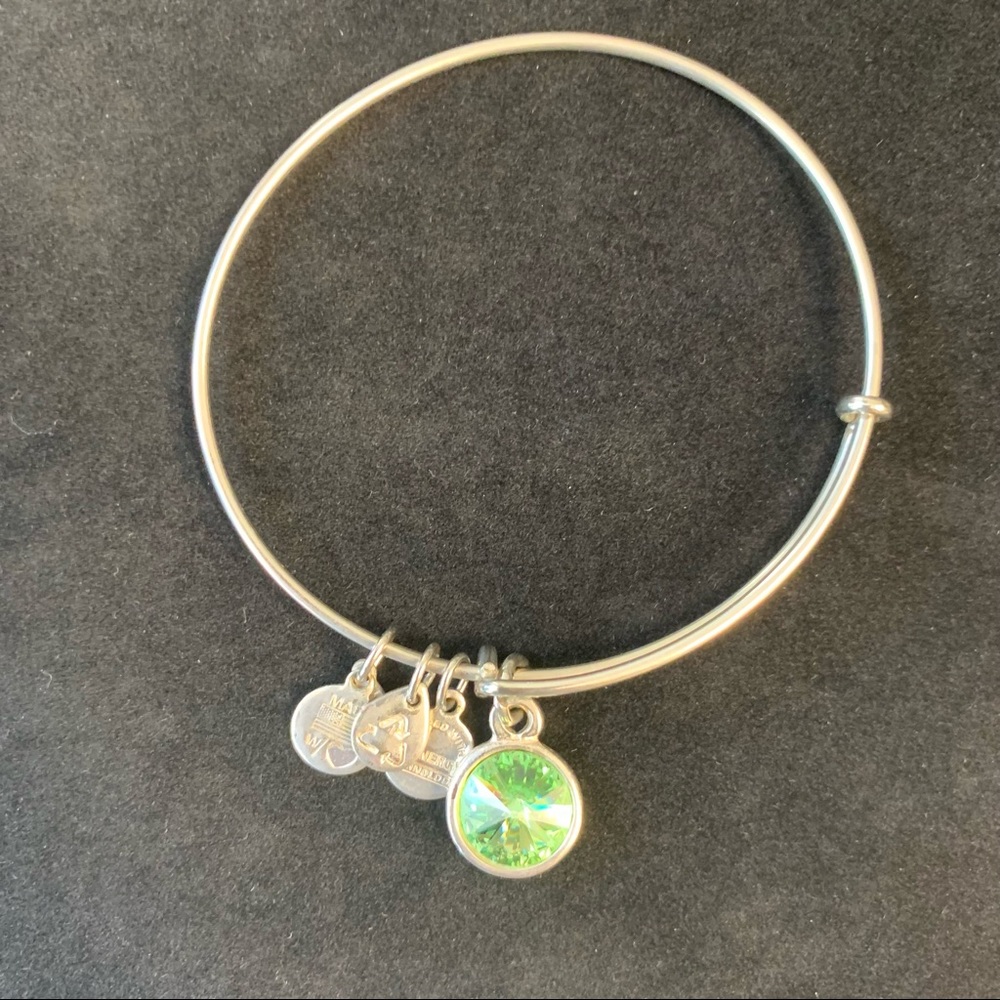 Alex and Ani peridot charm bangle.